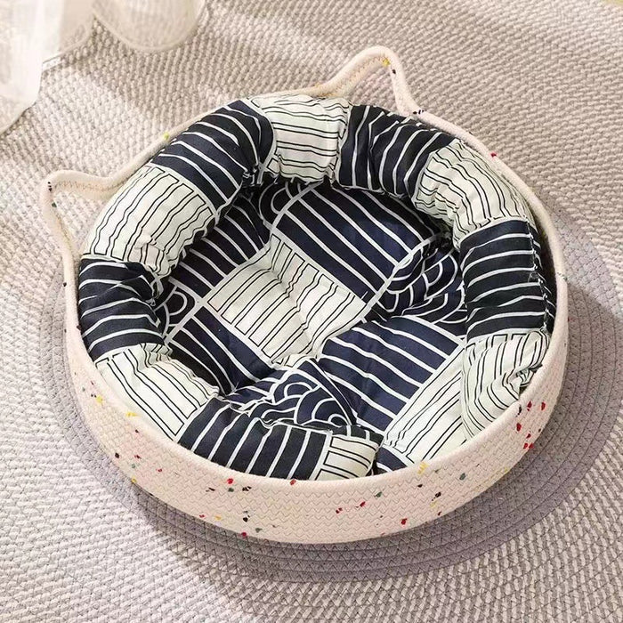Lit pour chat en corde de coton tissée à la main, taille M/L