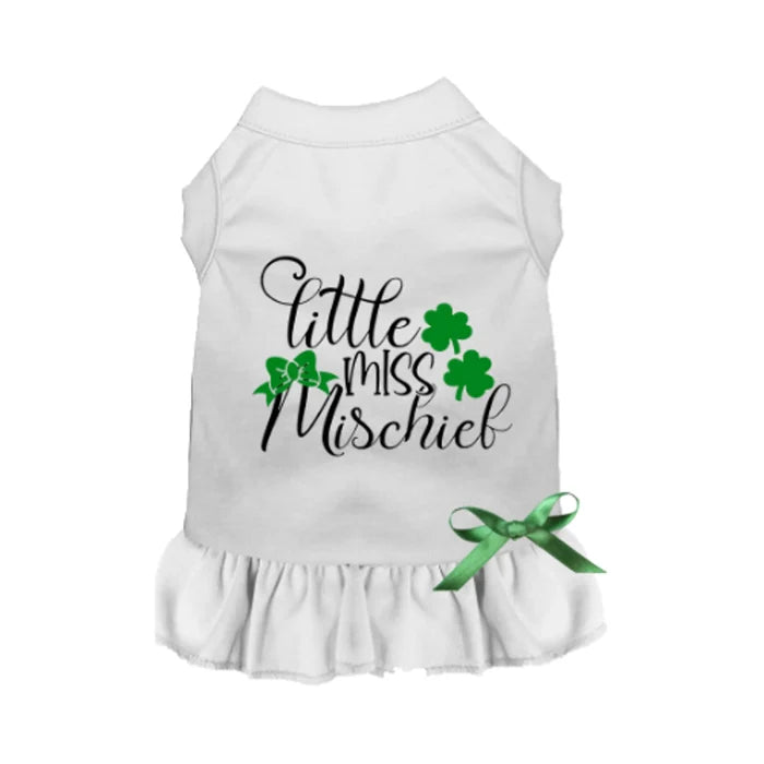 Little Miss Mischief Dog Dress — St. Patrick’s Day Ruffle Outfit