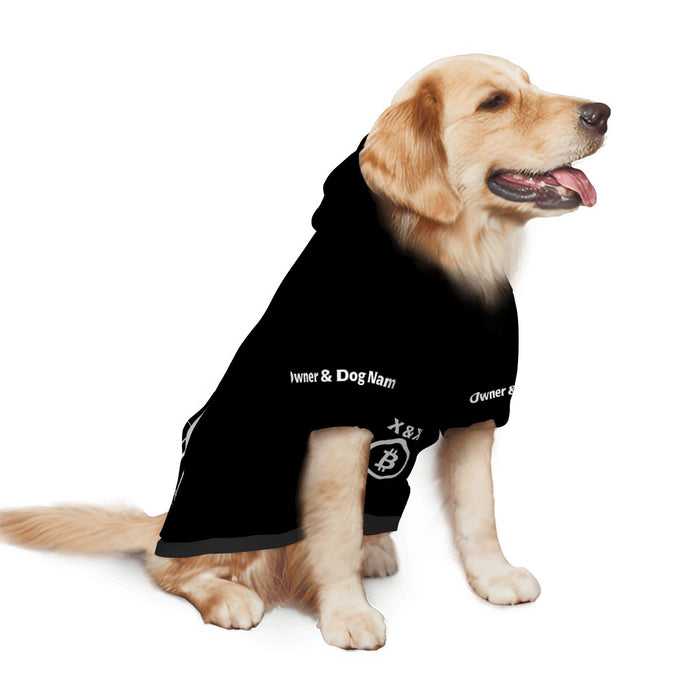 Matching Moments Bitcoin Dog Hoodie – Personalized Black Pet Hoodie With Owner & Dog Name & Initial Customization