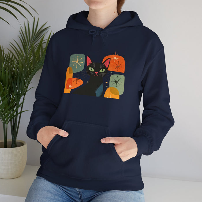 Mid - Century Modern Cat Hoodie — Retro Cool Graphic Sweatshirt - FloofChonk