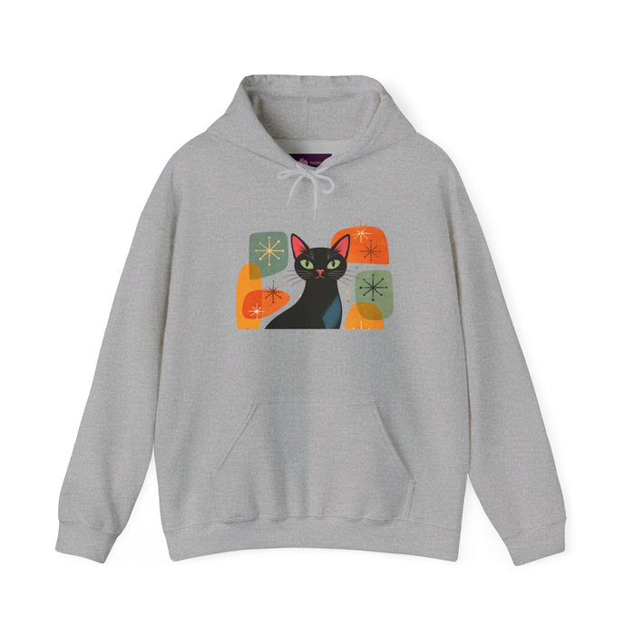 Mid - Century Modern Cat Hoodie — Retro Cool Graphic Sweatshirt - FloofChonk