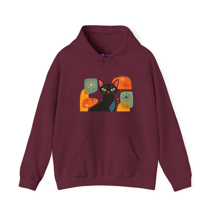 Mid - Century Modern Cat Hoodie — Retro Cool Graphic Sweatshirt - FloofChonk