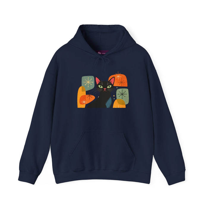 Mid - Century Modern Cat Hoodie — Retro Cool Graphic Sweatshirt - FloofChonk