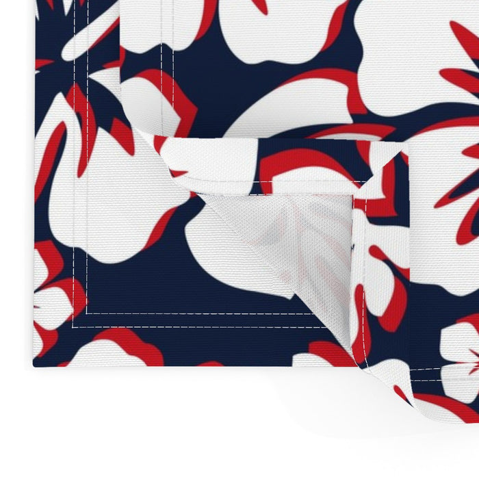 Navy Blue, White and Red Hawaiian Flowers Placemats - Extremely Stoked® Eco Luxe Beach Home Decor