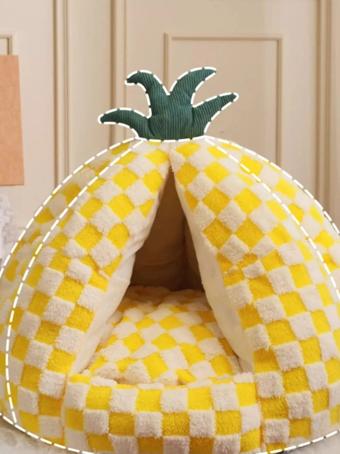 Pineapple Shaped Cozy Pet Nest - FloofChonk