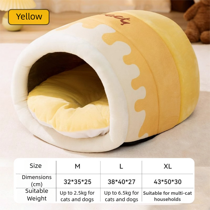 Panier pour chat d'intérieur ou chiot, grotte pour chat - Pot à miel, taille L