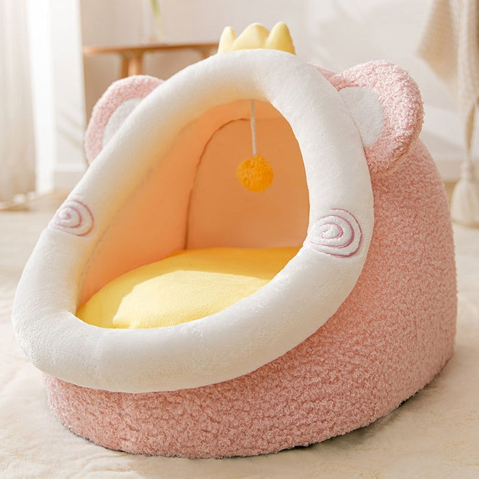 Panier pour chat d'intérieur ou chiot, grotte pour chat - Rose bière, taille L
