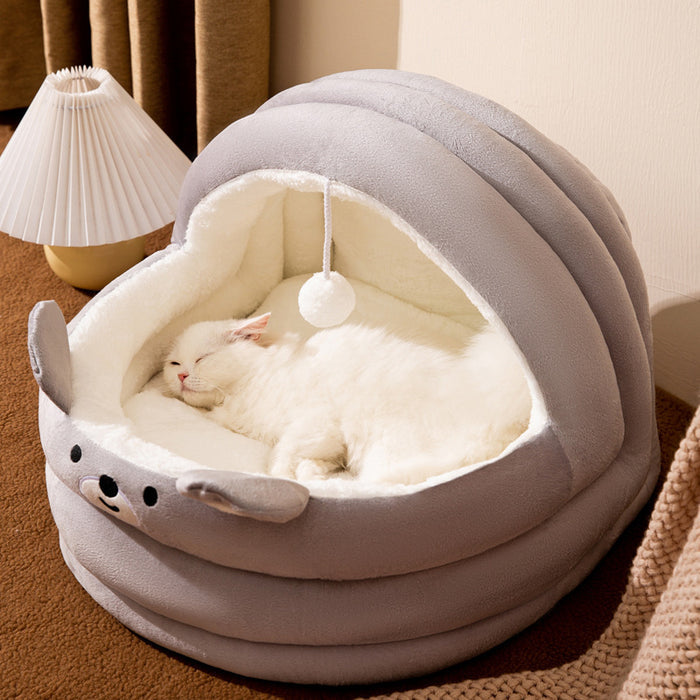 Panier pour chat d'intérieur ou chiot, niche pour chat - Ours gris, taille L