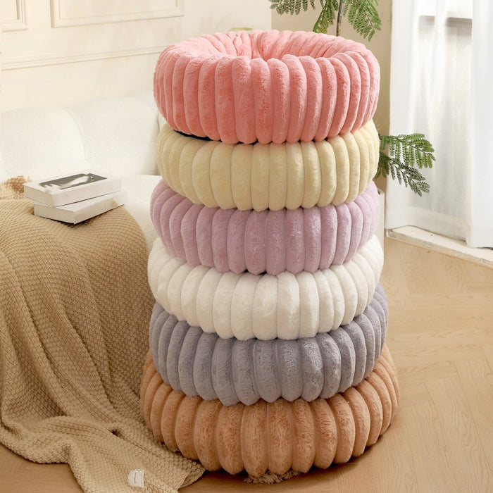 Panier pour chien moyen en fausse fourrure, forme donut, 60 cm