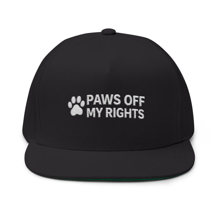 Paws Off My Rights Flat Bill Cap — Embroidered Cat Paw Freedom Hat - FloofChonk