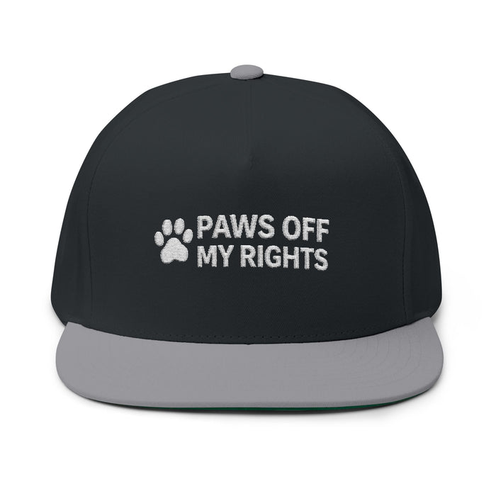Paws Off My Rights Flat Bill Cap — Embroidered Cat Paw Freedom Hat - FloofChonk