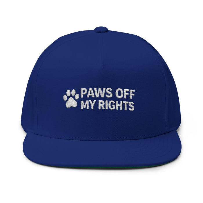 Paws Off My Rights Flat Bill Cap — Embroidered Cat Paw Freedom Hat - FloofChonk