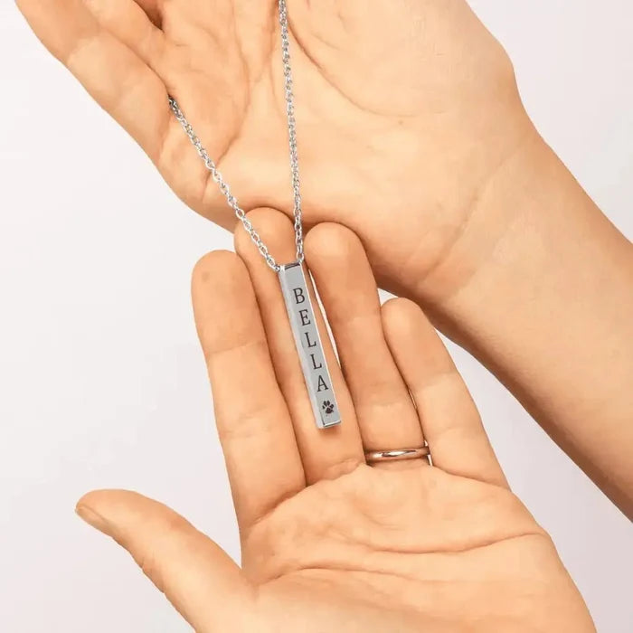 Pet Name & Paw Necklace - FloofChonk