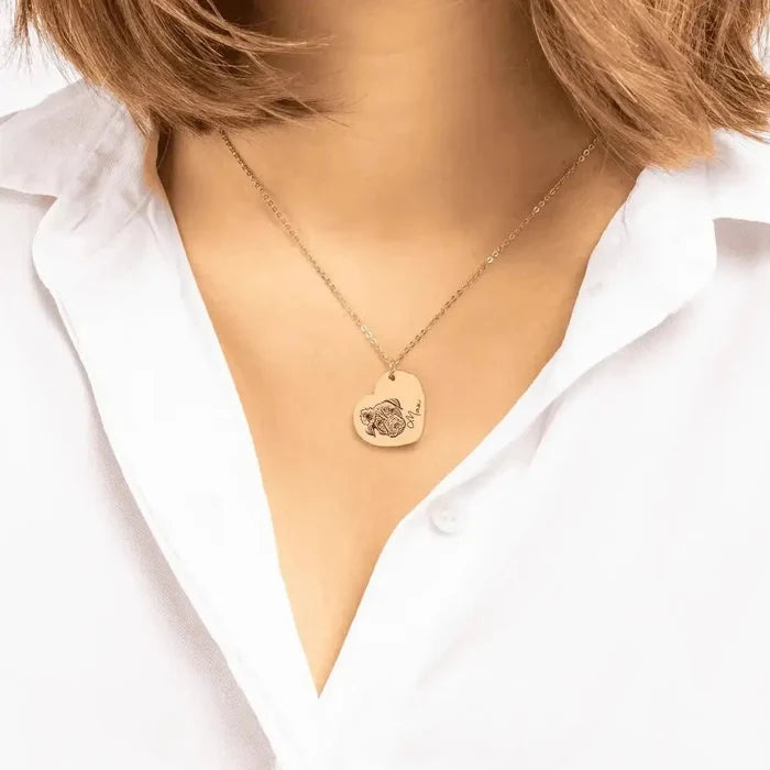 Pet Portrait Heart Necklace - FloofChonk