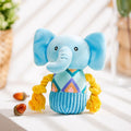 Petit éléphant en peluche pour chien - Couineur 14x12 cm