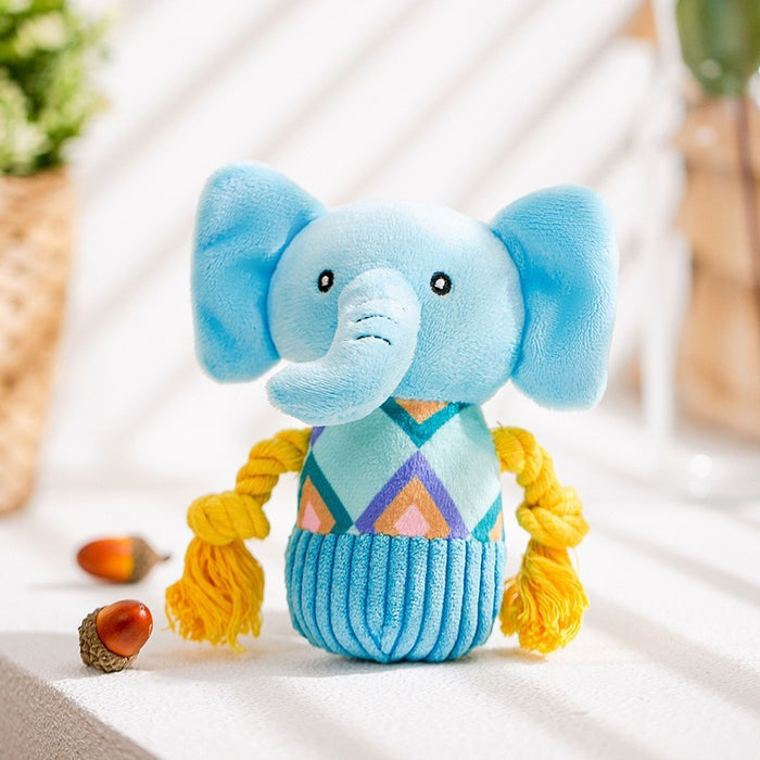 Petit éléphant en peluche pour chien - Couineur 14x12 cm