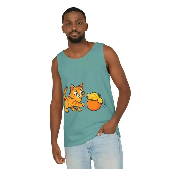 Playful Cat Graphic Tank Top for Summer - FloofChonk