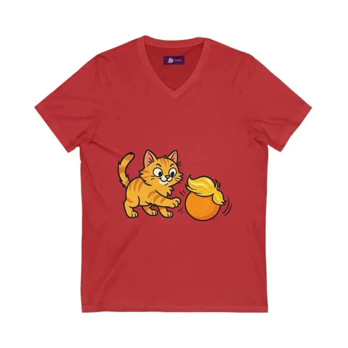 Playful Cat V - Neck Tee - FloofChonk