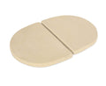 Ceramic heat deflector plates for kamado grill, beige, oval split design with center divider