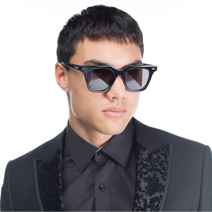 Prisoner II, Gloss Black with Silver Metal Trim/Black Lenses