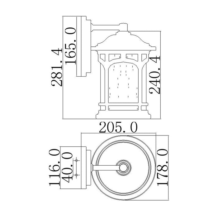 Quoizel Marblehead Small Bronze Outdoor Wall Light — close-up detail