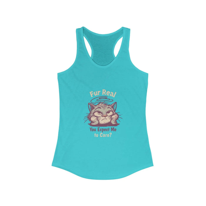 Racerback Tank, "Fur Real" Cat Lover Funny Cat Top - FloofChonk