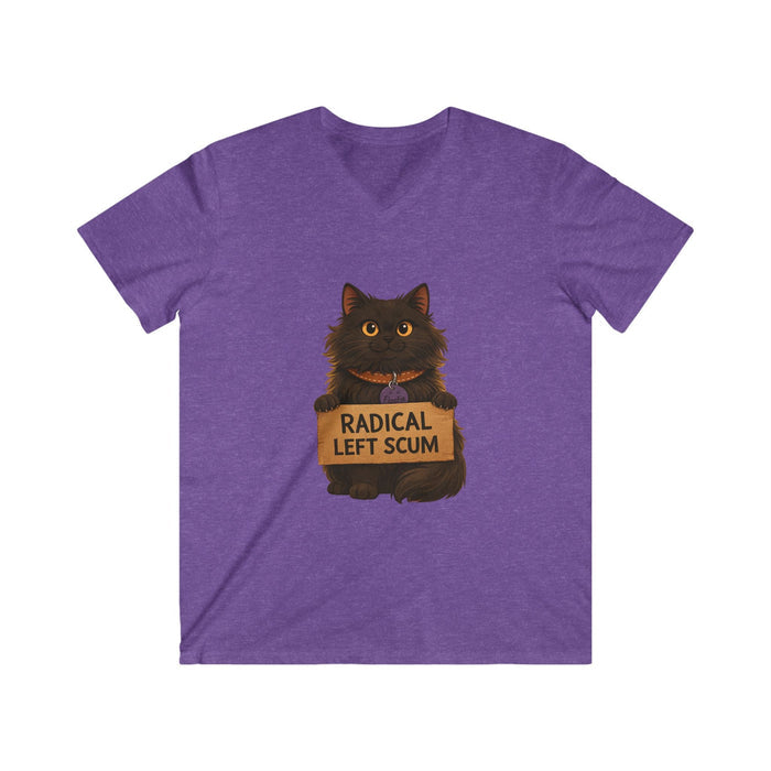 Radical Left Scum Cat Tee — Funny Political Cat V - Neck Shirt - FloofChonk