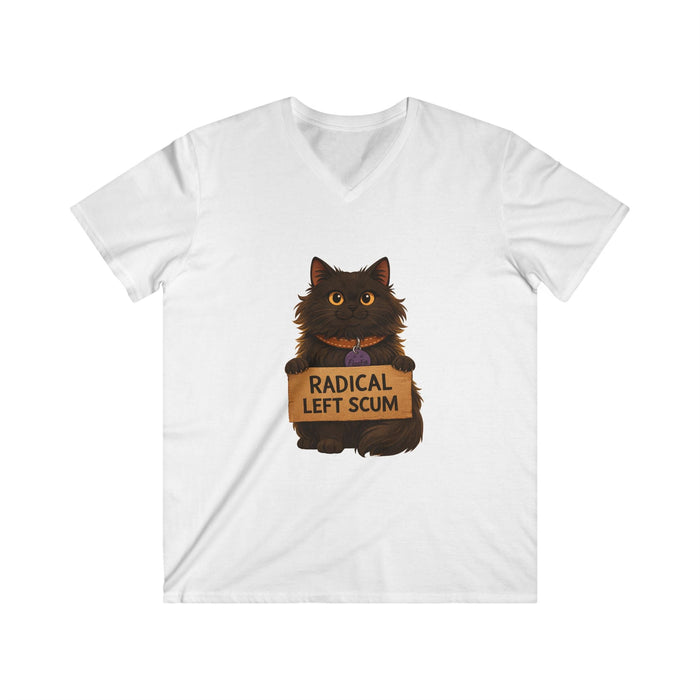Radical Left Scum Cat Tee — Funny Political Cat V - Neck Shirt - FloofChonk