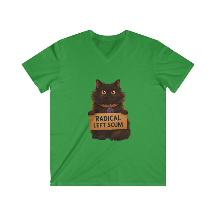 Radical Left Scum Cat Tee — Funny Political Cat V - Neck Shirt - FloofChonk