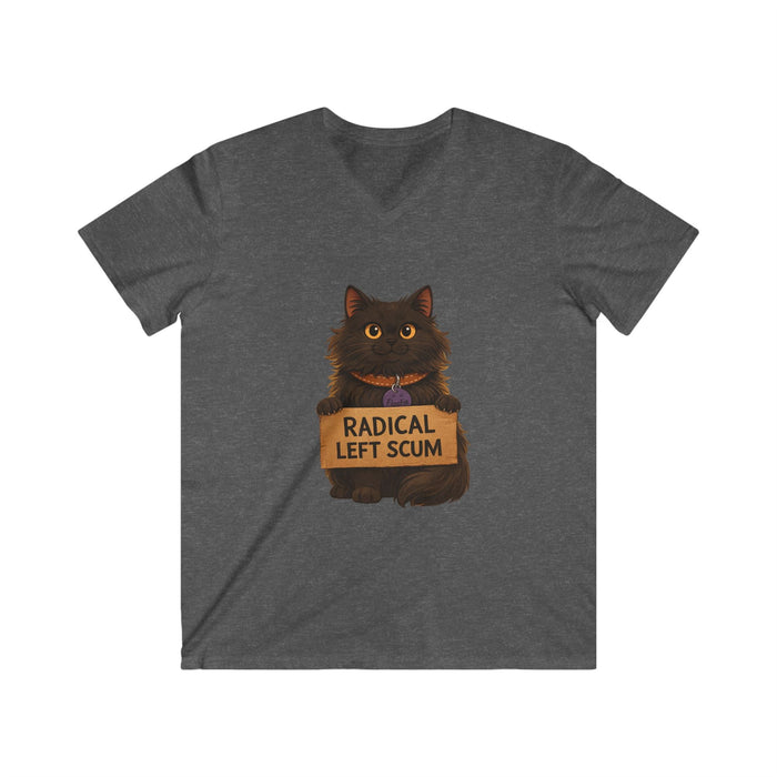 Radical Left Scum Cat Tee — Funny Political Cat V - Neck Shirt - FloofChonk