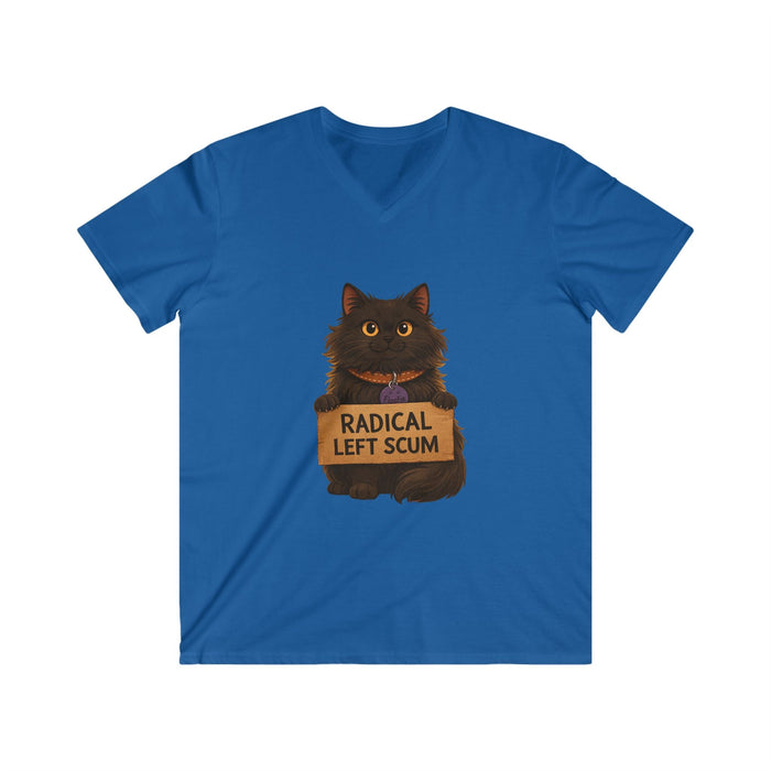 Radical Left Scum Cat Tee — Funny Political Cat V - Neck Shirt - FloofChonk
