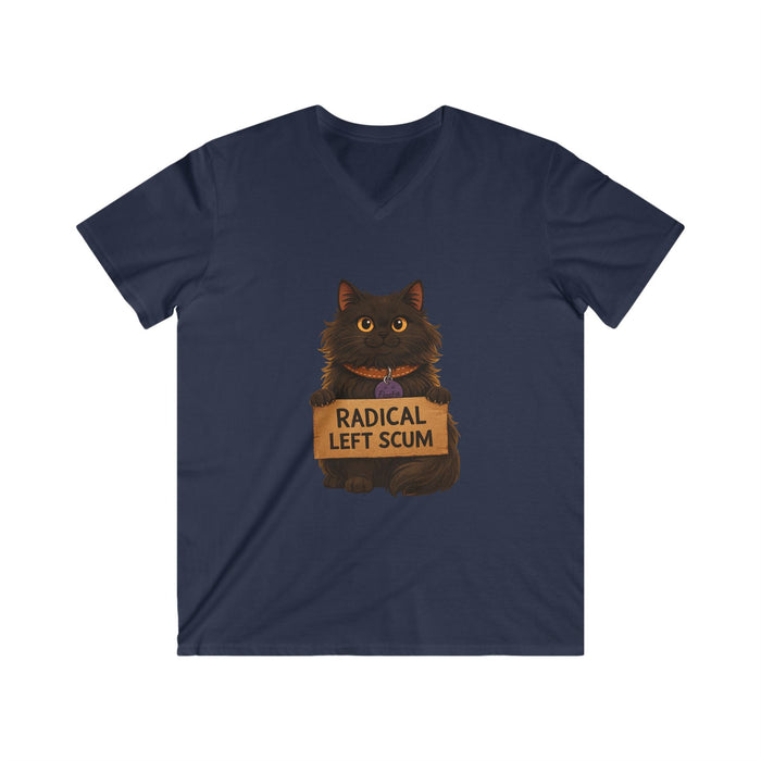 Radical Left Scum Cat Tee — Funny Political Cat V - Neck Shirt - FloofChonk
