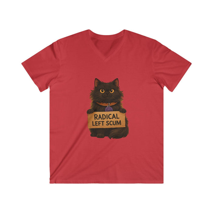 Radical Left Scum Cat Tee — Funny Political Cat V - Neck Shirt - FloofChonk