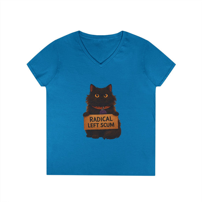 Radical Left Scum V - Neck Tee — Political Statement Women's T-Shirt - FloofChonk