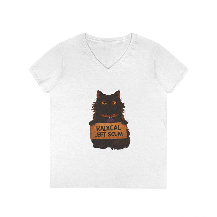 Radical Left Scum V - Neck Tee — Political Statement Women's T-Shirt - FloofChonk
