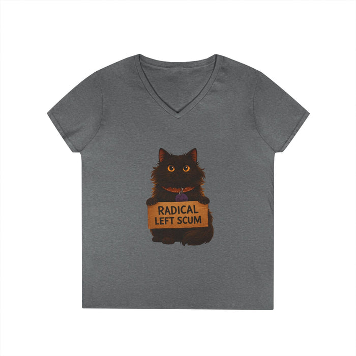Radical Left Scum V - Neck Tee — Political Statement Women's T-Shirt - FloofChonk