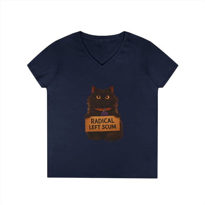 Radical Left Scum V - Neck Tee — Political Statement Women's T-Shirt - FloofChonk