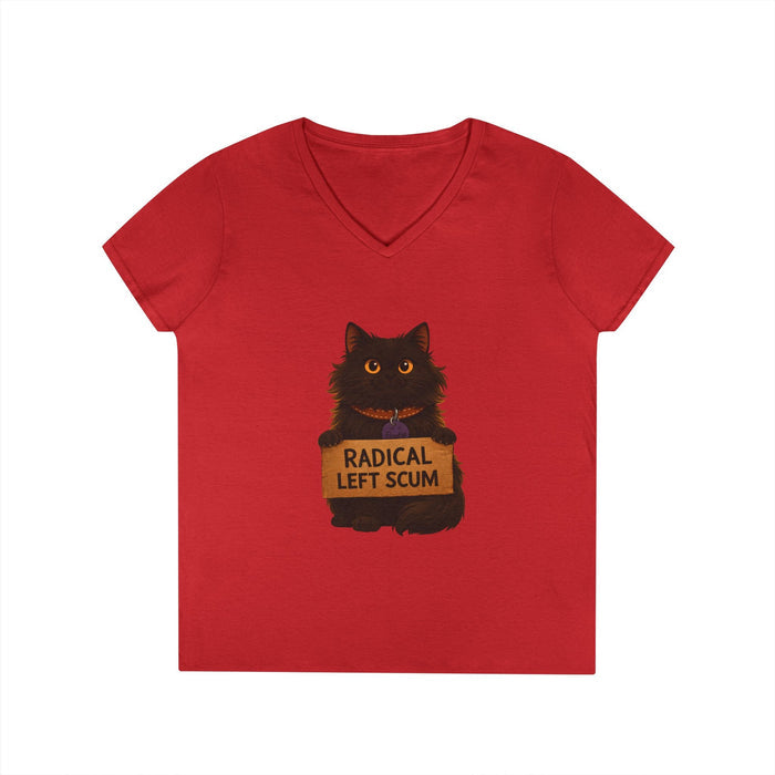 Radical Left Scum V - Neck Tee — Political Statement Women's T-Shirt - FloofChonk