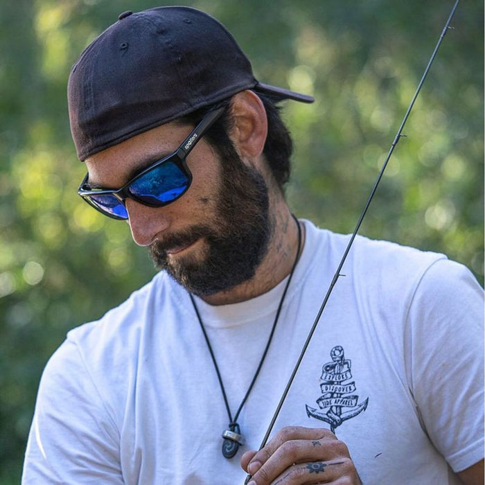 Rebel, Gloss Black/Blue Mirror Glass Polarised Lenses