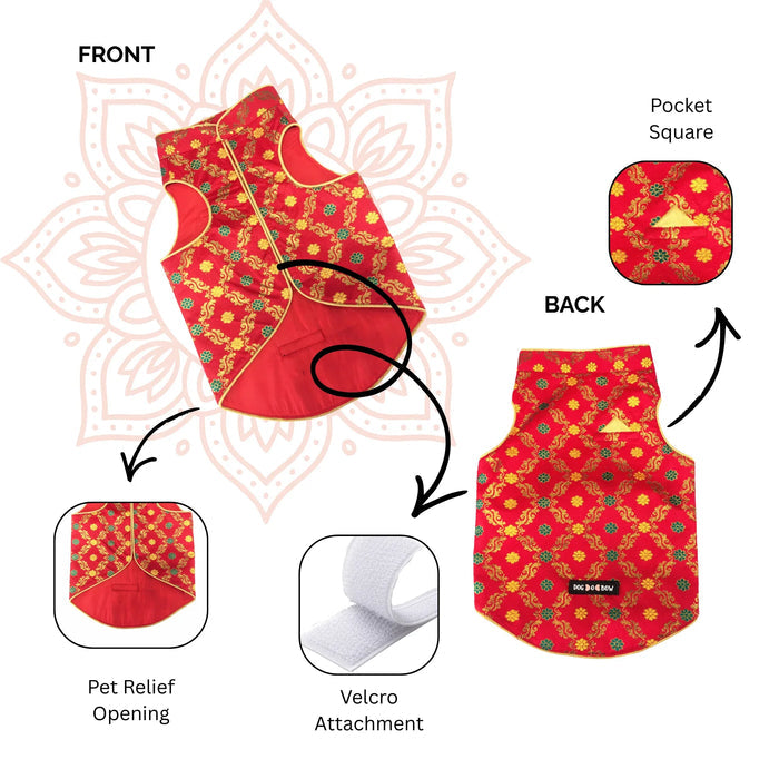 Red Banarasi Sherwani