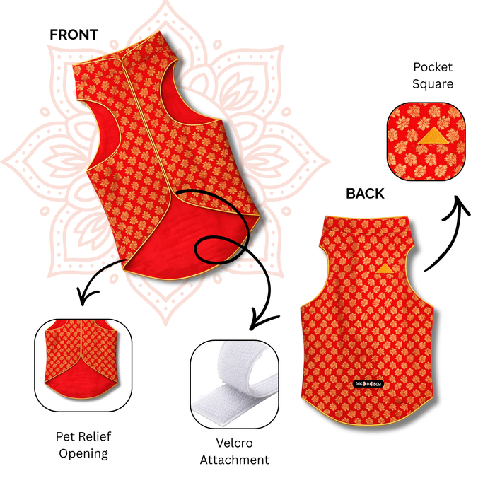 Red Brocade Sherwani