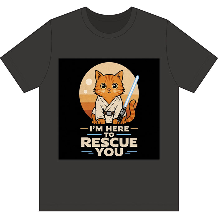 Rescue Kitty Lightsaber T‑Shirt — “I’m Here To Rescue You” Cat Jedi Tee - FloofChonk