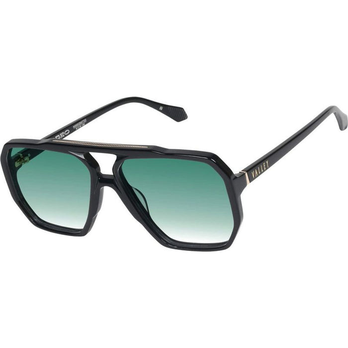 Rodeo, Gloss Black with Gold Metal/Dark Green Gradient Lenses
