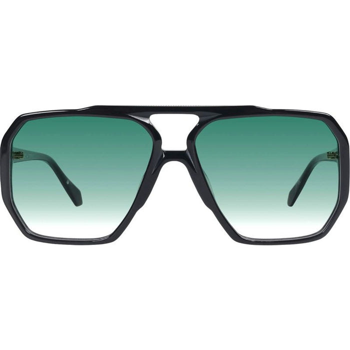 Rodeo, Gloss Black with Gold Metal/Dark Green Gradient Lenses