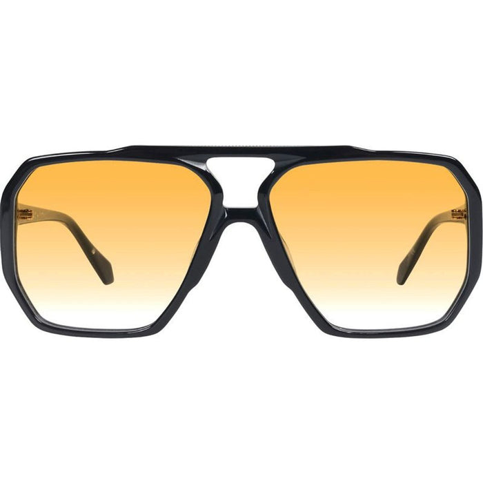 Rodeo, Gloss Black with Gold Metal/Orange Gradient Lenses