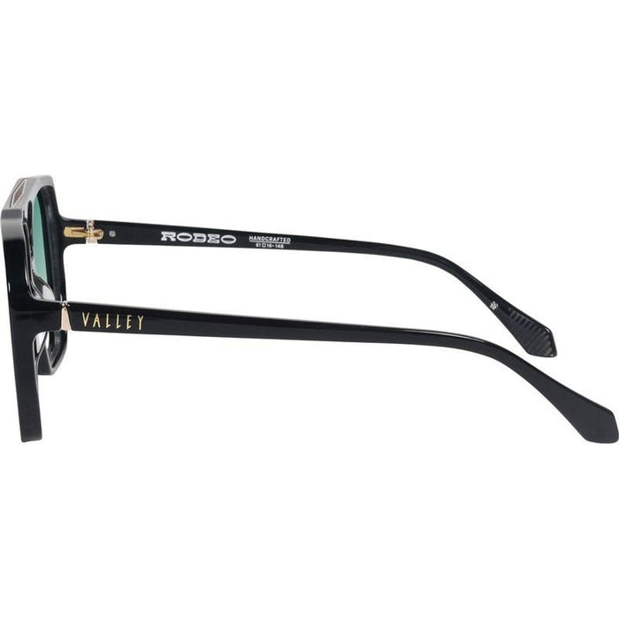 Rodeo, Gloss Black with Gold Metal/Dark Green Gradient Lenses