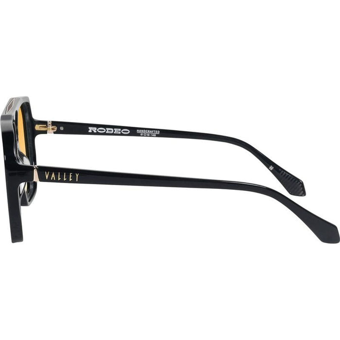 Rodeo, Gloss Black with Gold Metal/Orange Gradient Lenses