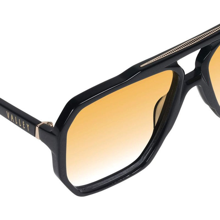 Rodeo, Gloss Black with Gold Metal/Orange Gradient Lenses