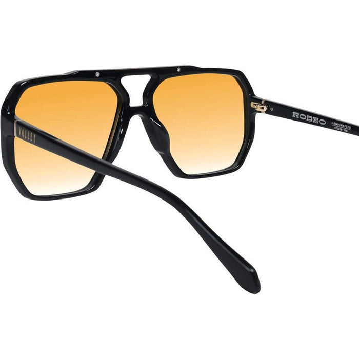 Rodeo, Gloss Black with Gold Metal/Orange Gradient Lenses