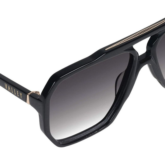 Rodeo, Gloss Black with Gold Metal/Black Gradient Lenses